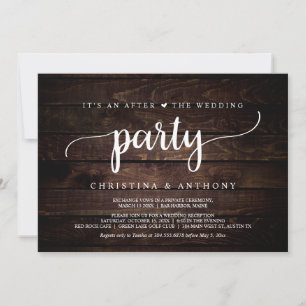 After The Wedding Party, Rustic Wedding Elopement  Invitation