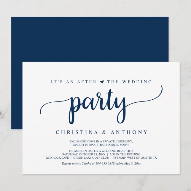 After The Wedding Party, Rustic Wedding Elopement  Invitation (Front/Back)
