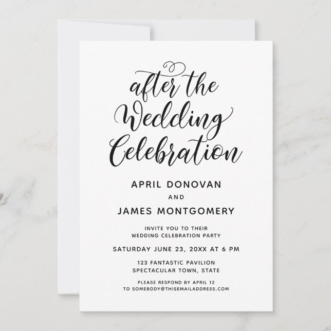 After the Wedding Typography Wedding Invitation (Front)