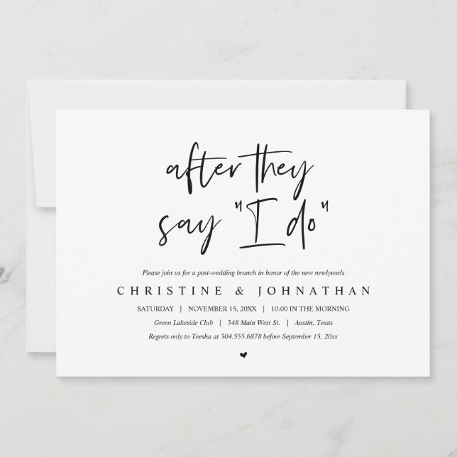 After they say I DO, Post wedding Brunch Invitatio Invitation (Front)