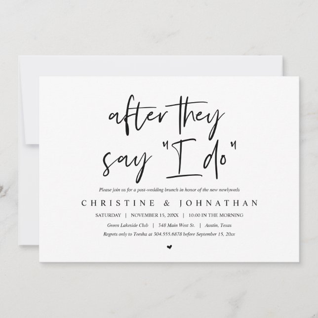 After they say I DO, Post wedding Brunch Invitatio Invitation (Front)