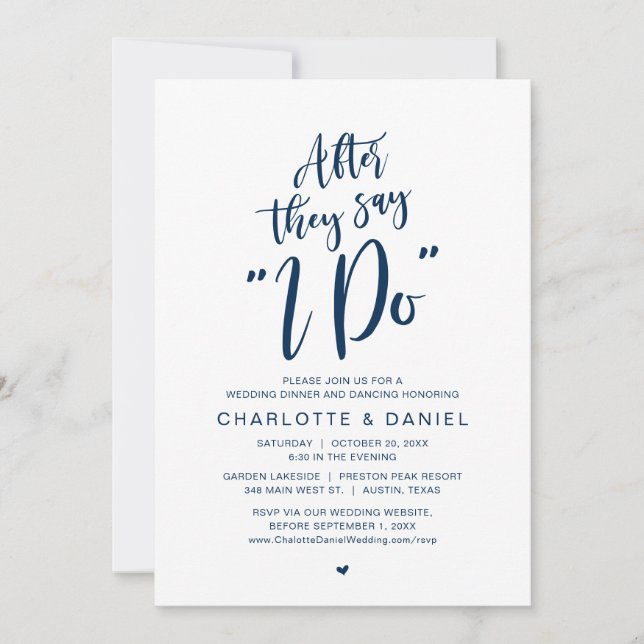 After They Say "I Do", Wedding Dinner Celebration Invitation (Front)