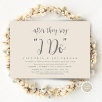 After They Say I DO, Wedding Elopement Dinner Invi