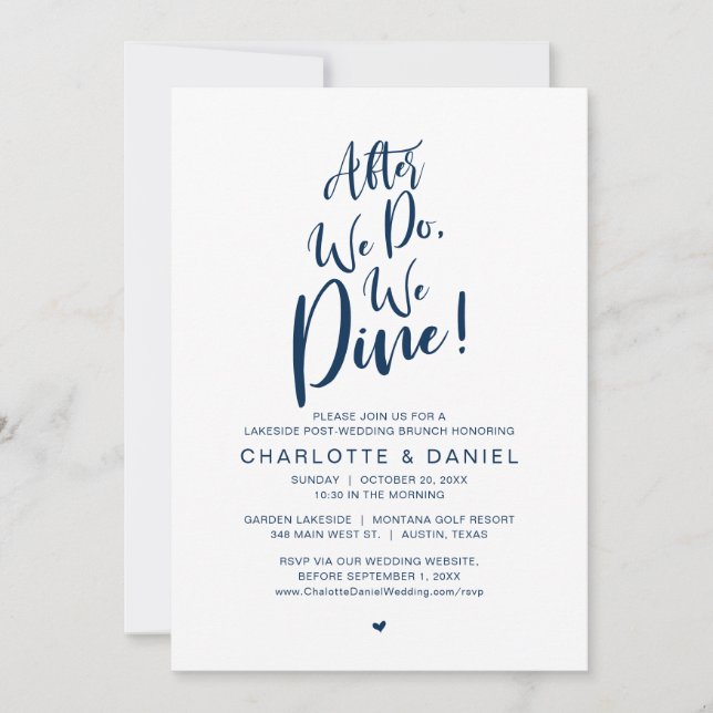 After We Do, We Dine, Post Wedding Brunch Invitation (Front)
