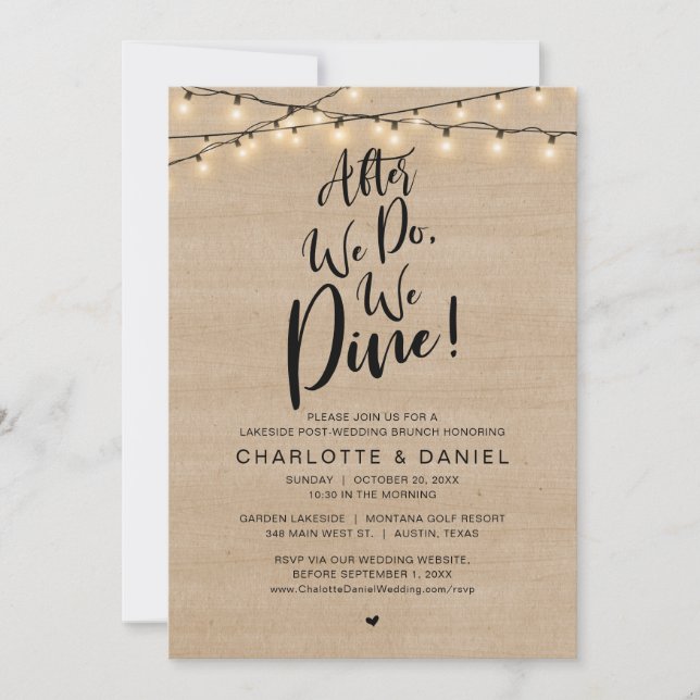 After We Do, We Dine, Post Wedding Brunch Invitation (Front)