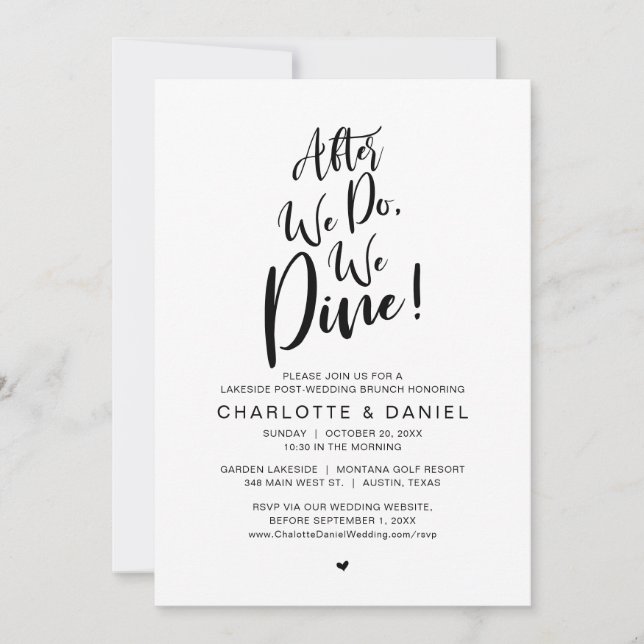 After We Do, We Dine, Post Wedding Brunch Invitation (Front)