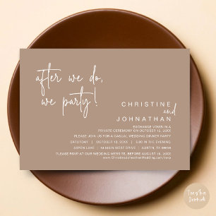After We Do, We Party, Wedding Dinner, Warm Taupe Invitation