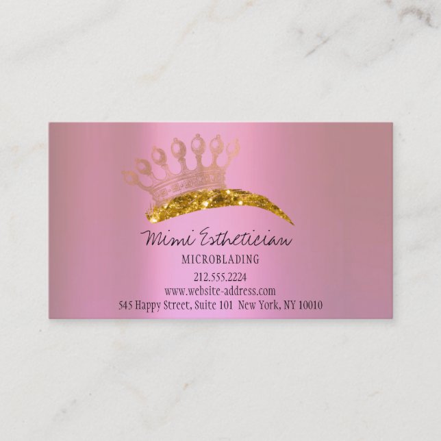 Aftercare Instruction Eyebrow Crown Rose Gold Business Card (Front)