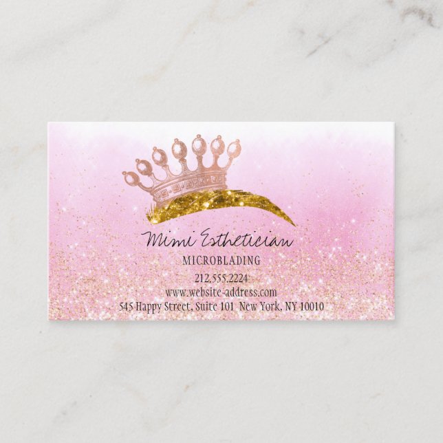 Aftercare Instruction Eyebrow Crown Rose Gold Logo Business Card (Front)