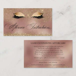 Aftercare Instruction Luxury Gold Copper Lash Care Business Card
