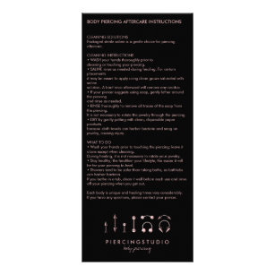Aftercare Instructions Body Piercing Jewellery Rack Card