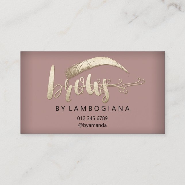 Aftercare Instructions Brows Microblading Gold Bus Business Card (Front)
