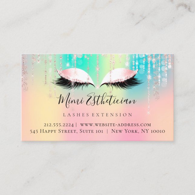 Aftercare Instructions Eyelash Pink Ombre Eyes Business Card (Front)