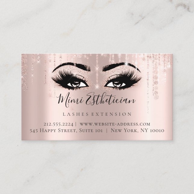 Aftercare Instructions Eyelash Rose Beauty Eyes Business Card (Front)