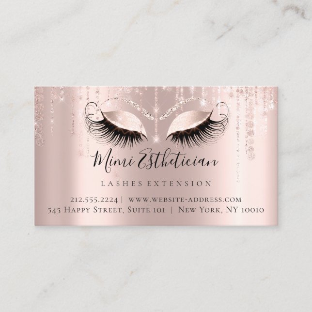 Aftercare Instructions Eyelash Rose Beauty Eyes Business Card (Front)