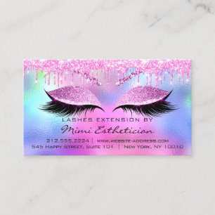 Aftercare Instructions Eyelash Rose Pink Drips Business Card