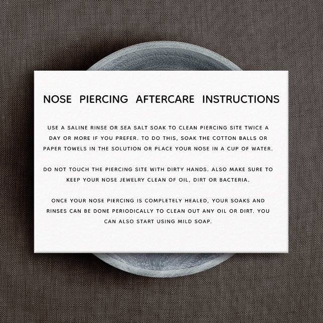Aftercare Instructions For Nose Piercing Business  Business Card (Creator Uploaded)