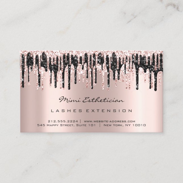Aftercare Instructions Lash Blush Black Drips VIP Business Card (Front)