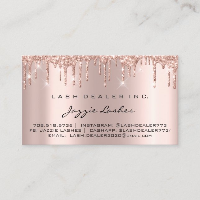 Aftercare Instructions Lash Deal  Rose Blush Drips Business Card (Front)