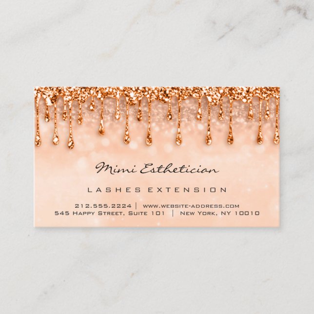 Aftercare Instructions Lash Drips Makeup Copper Business Card (Front)