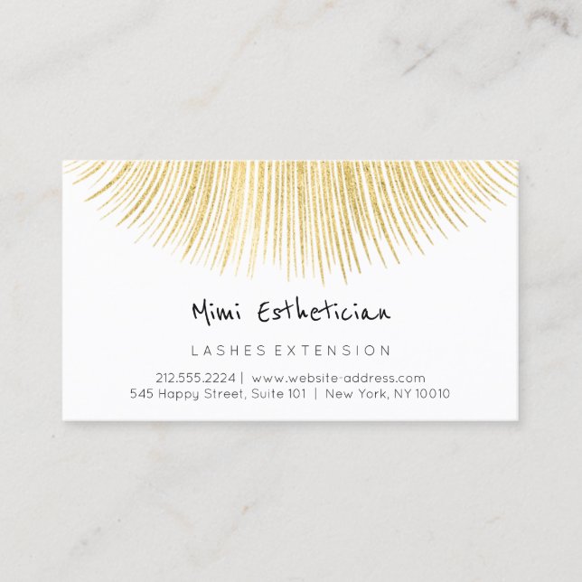 Aftercare Instructions Lash Gold White Minimalism Business Card (Front)
