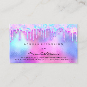 Aftercare Instructions Lash Pink Drips Holograph Business Card