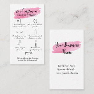Aftercare Instructions Lash Pink Watercolor Business Card