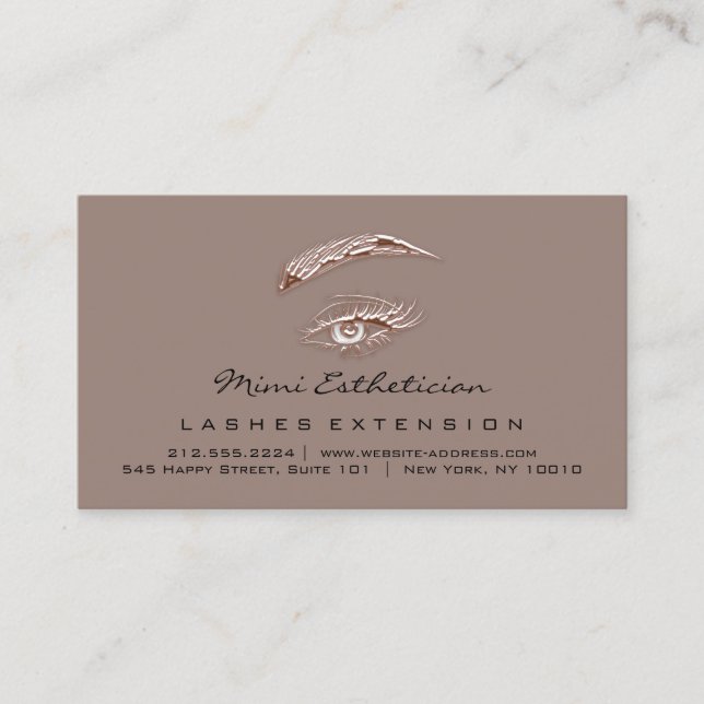Aftercare Instructions Lash Rose  Eye Logo Bronze Business Card (Front)