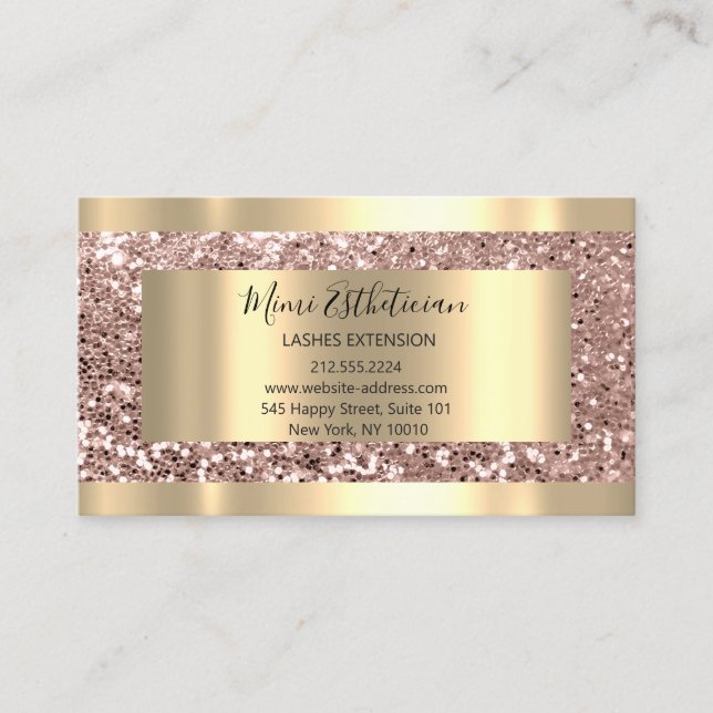 Aftercare Instructions Lash Rose Gold Blush Framed Business Card (Front)