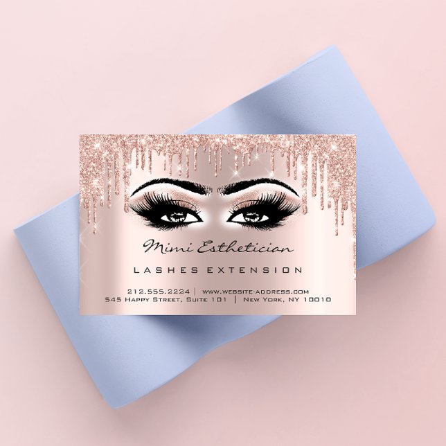 Aftercare Instructions Lash Rose Gold Drips Eyes Business Card (Aftercare Instructions Lash Rose Gold Drips Eyes Business Card)