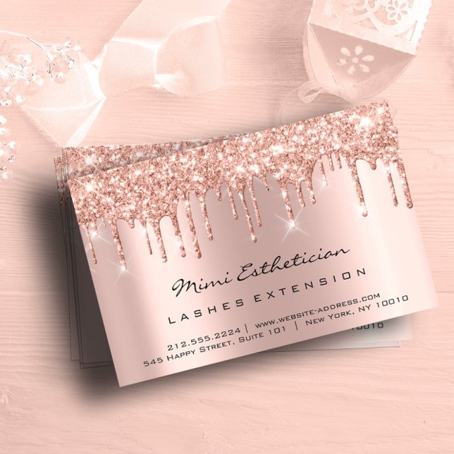 Aftercare Instructions Lash Rose Gold Drips VIP Business Card (Aftercare Instructions Lash Rose Gold Drips VIP Business Card)