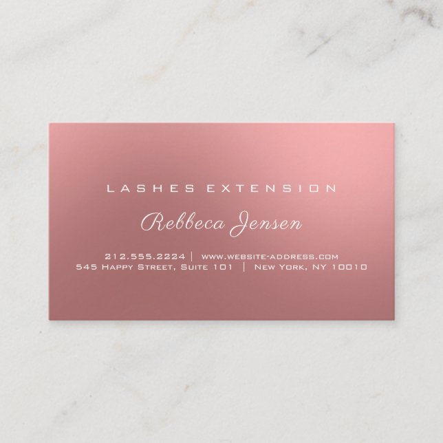 Aftercare Instructions Lash Rose Gold Sparkling Business Card (Front)