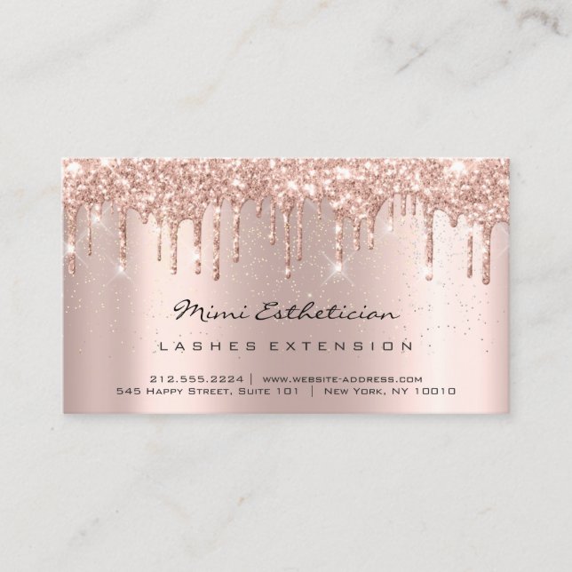 Aftercare Instructions Lash Rose Spark Drips Grey Business Card (Front)