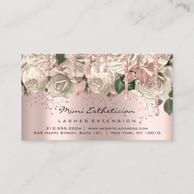 Aftercare Instructions Lash Roses Drips White Rose Business Card (Front)