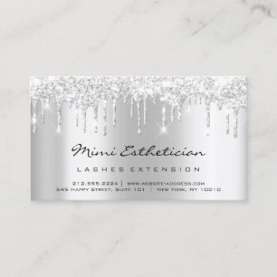 Aftercare Instructions Lash Silver Grey Drips Pink Business Card