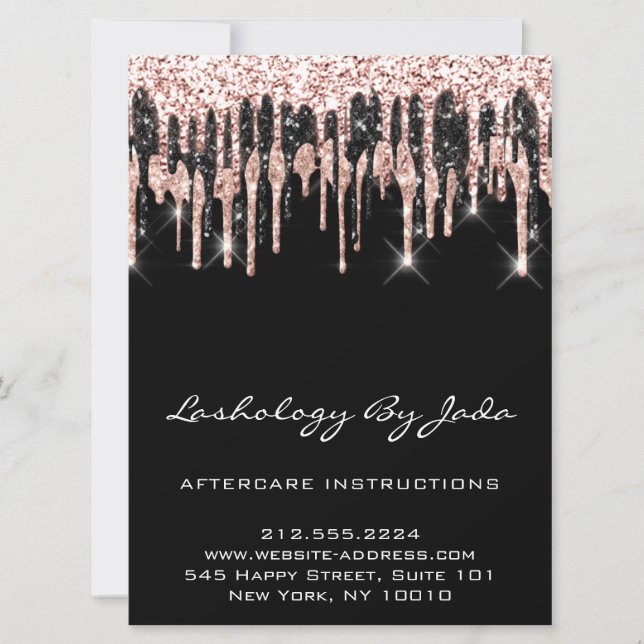 Aftercare Instructions Lashes Back Rose Modern Invitation (Front)
