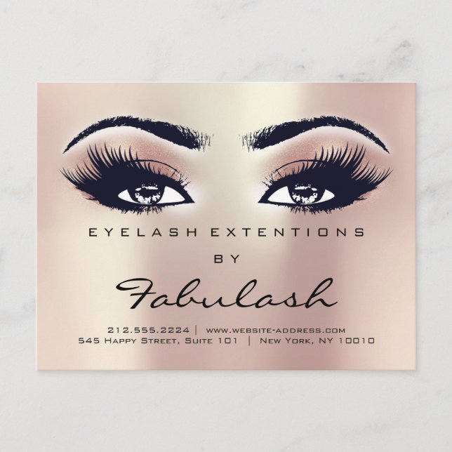 Aftercare Instructions Lashes Extension Rose Gold Postcard (Front)