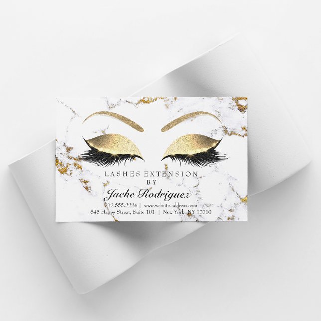Aftercare Instructions Lashes Marble Golden Eyes1 Business Card (Creator Uploaded)