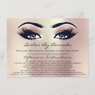 Aftercare Instructions Lashes Rose Blush Makeup Invitation