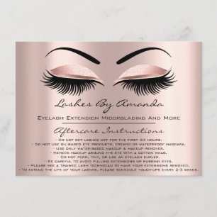Aftercare Instructions Lashes Rose Brows Makeup Invitation