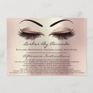Aftercare Instructions Lashes Rose Brows Makeup Invitation