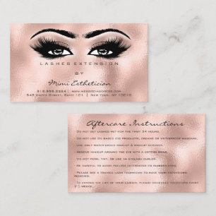 Aftercare Instructions Lashes Rose Pink Skinny Business Card