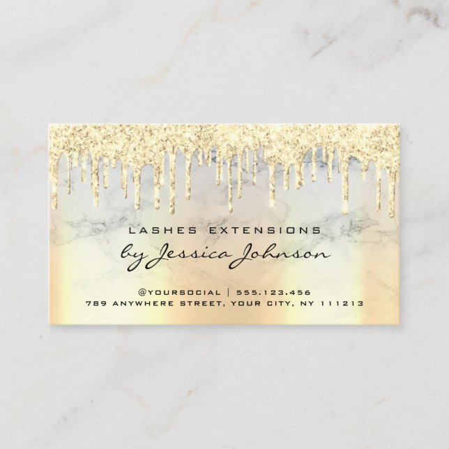 Aftercare Instructions Luxury Gold Glitter Drips Business Card (Front)