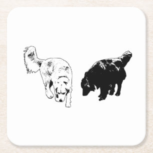 Afterglow Edge — Retriever Duo Square Paper Coaster