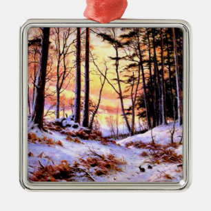 Afterglow, famous painting by Joseph Farquharson, Metal Tree Decoration