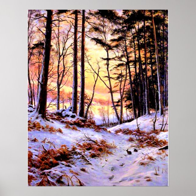 Afterglow, famous painting by Joseph Farquharson Poster (Front)