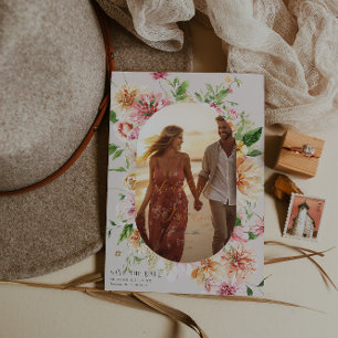 Afterglow Garden Floral Photo Save the Date Card