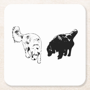 Afterglow Table Hush — Retriever Duo Square Paper Coaster