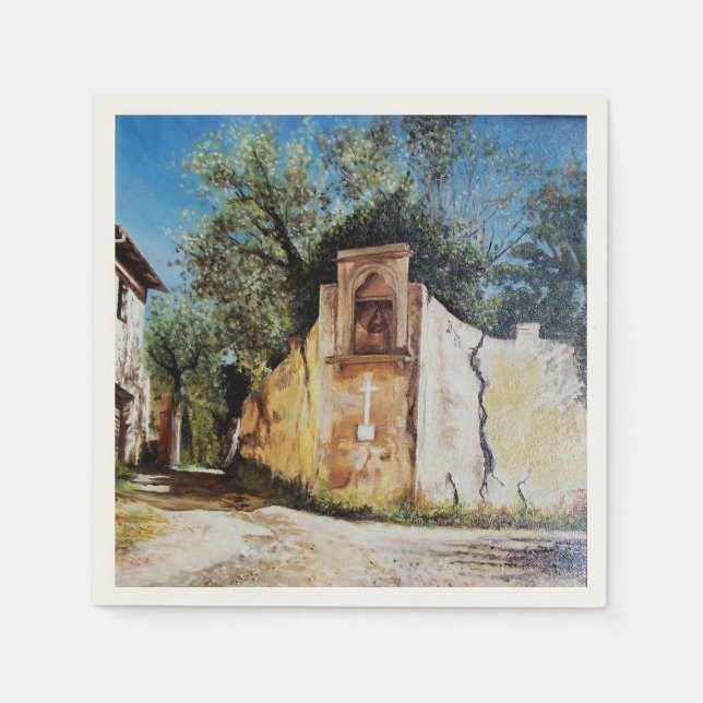 AFTERNOON IN RIMAGGIO / Tuscany View Napkin (Front)