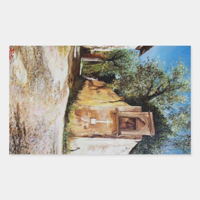 AFTERNOON IN RIMAGGIO / Tuscany View Rectangular Sticker (Front)